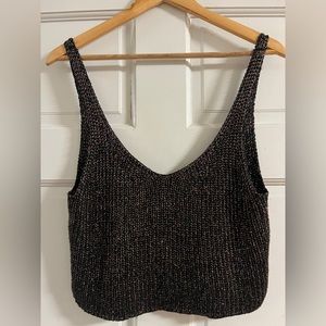american apparel sparkle knit top fits medium stretchy rainbow black festive